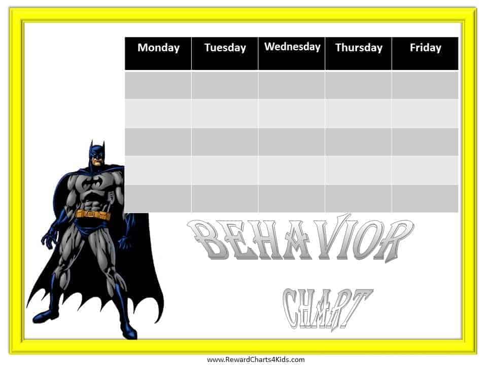 Batman Potty Chart