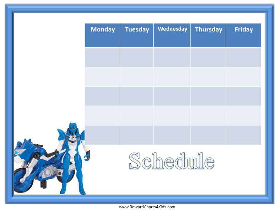 weekly schedule charts