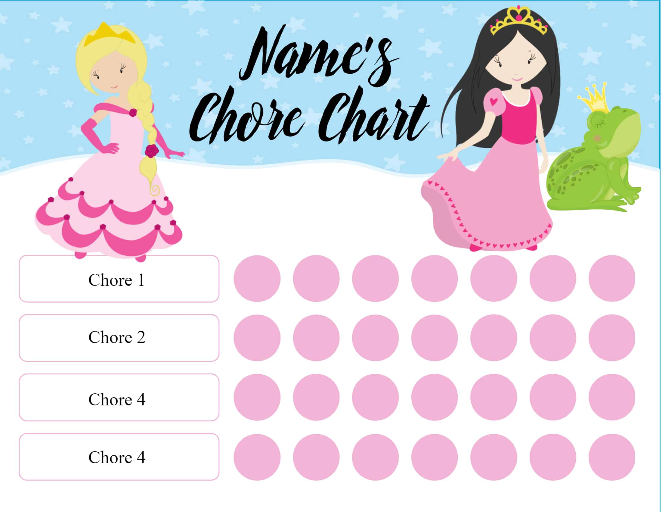 Editable Daily Chore Chart