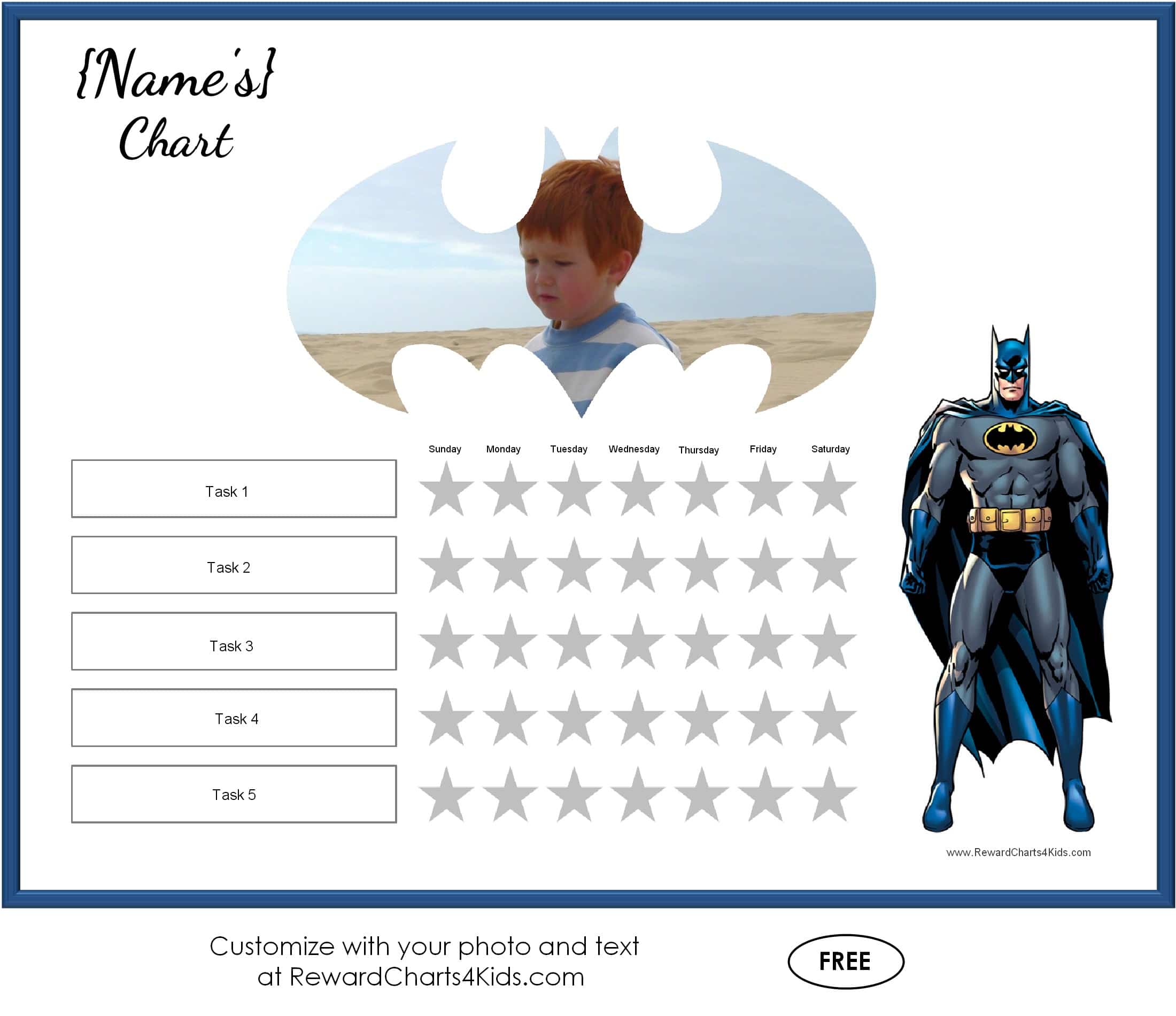 Free Printable Superhero Reward Chart