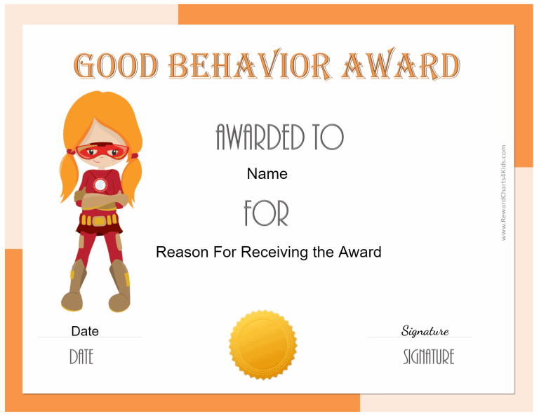 Free Certificate of Good Behavior | Customize &amp; Print