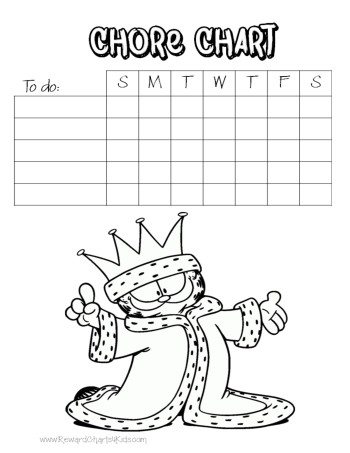 chore chart template with a picture of Garfield
