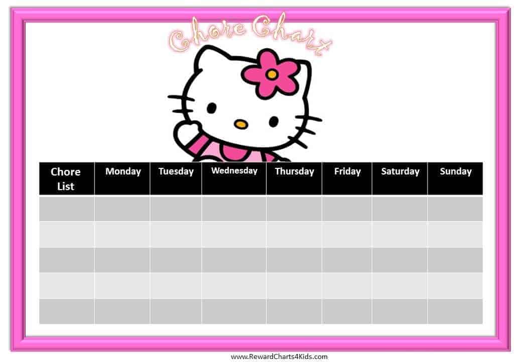Free Printable Chore Charts for Girls