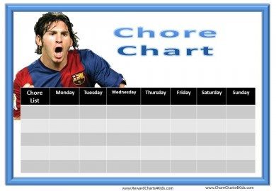 printable chore chart template for boys with Leo Messi