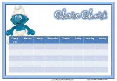 Chore Chart with Smurfs