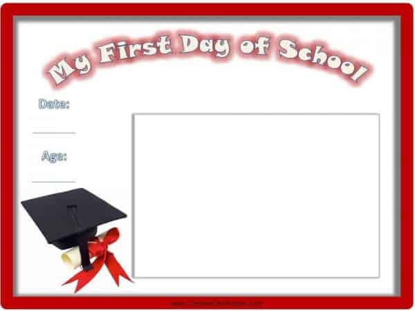 First Day of School Certificate