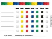 printable behavior chart with pieces of lego around the chart