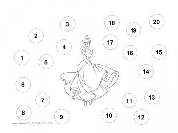 Reward chart for girls with a picture of Cinderella that can be colored