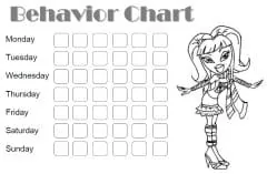 Good behavior printable with a picture of Bratz that can be colored