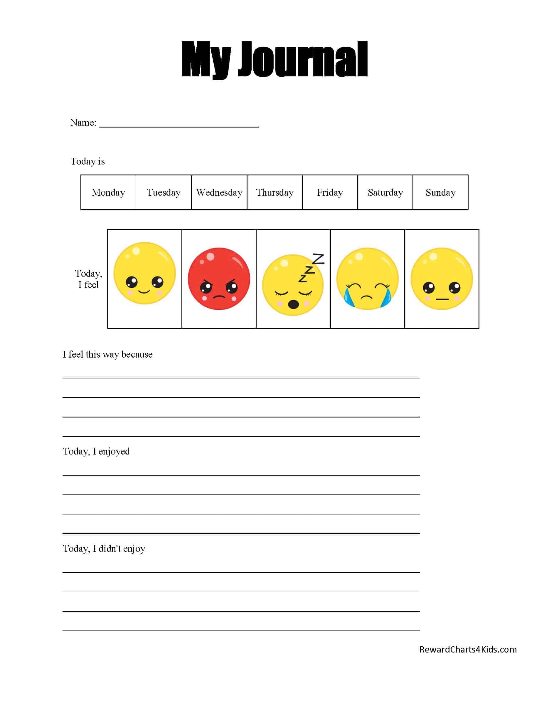 Feelings Journal Template