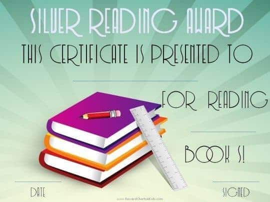 Silver printable reading reward