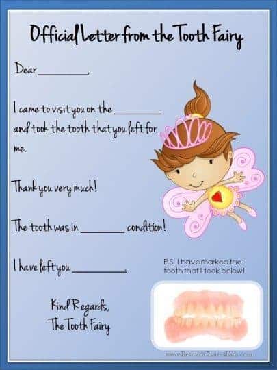 Tooth Fairy Letter