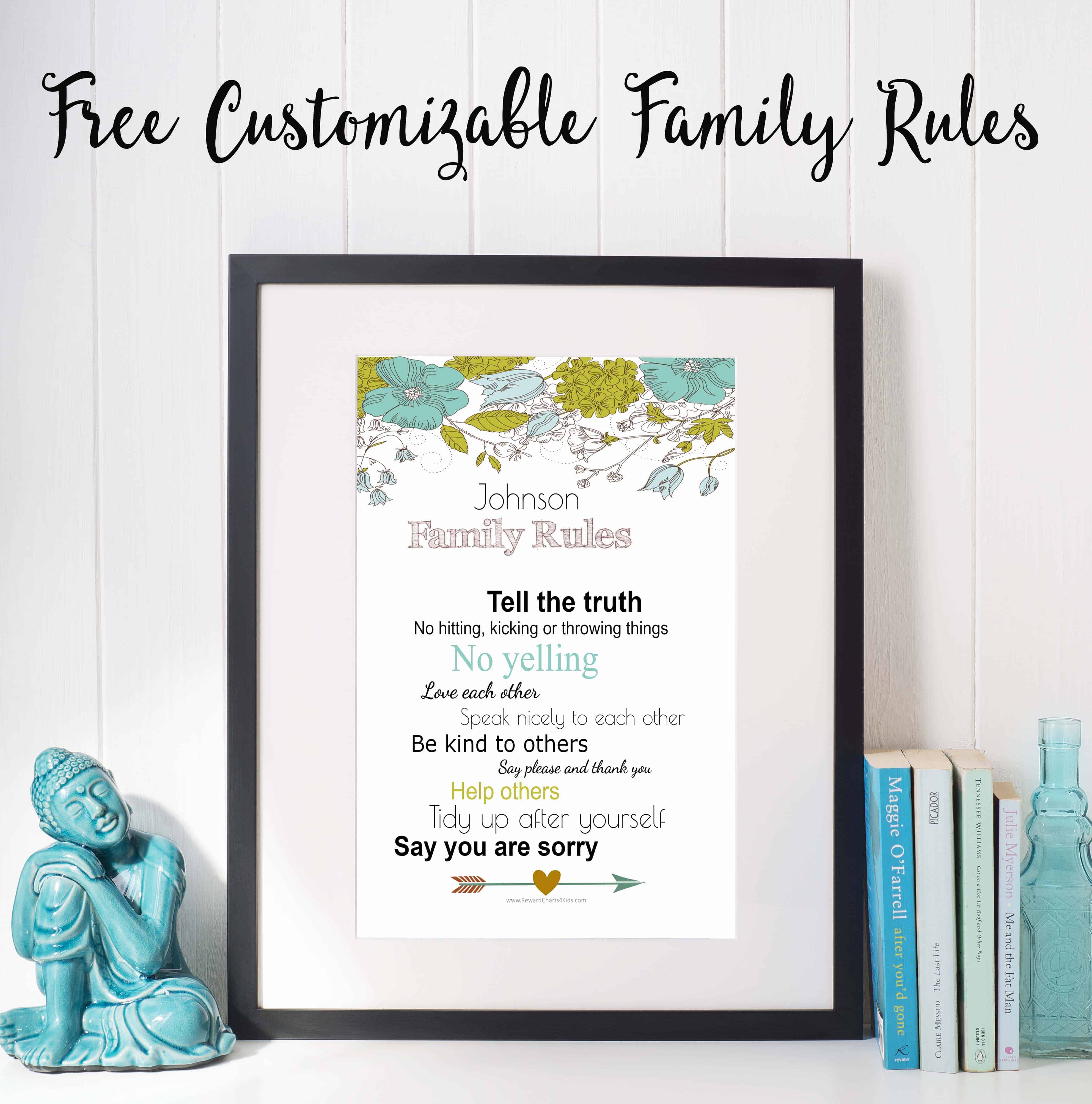 Family and Custom Playroom Home Sign Big Heart Instant Download Editable PDF House Rules