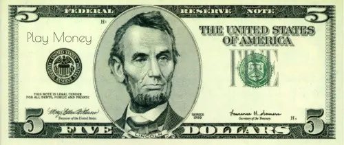 Printable 5 dollar bill