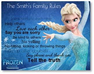 Frozen disney family rules poster
