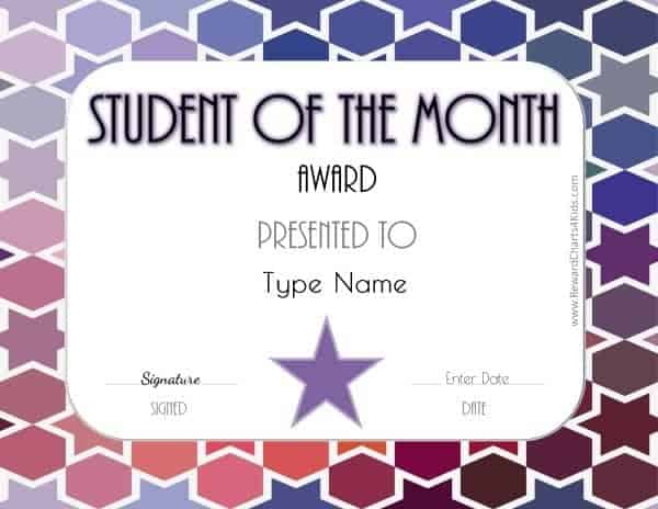 free printable student of the month certificate templates