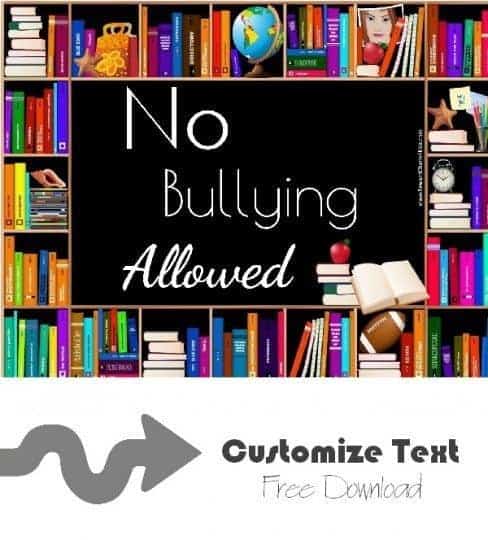 poster that reads "no bullying allowed" but the text can be customzied