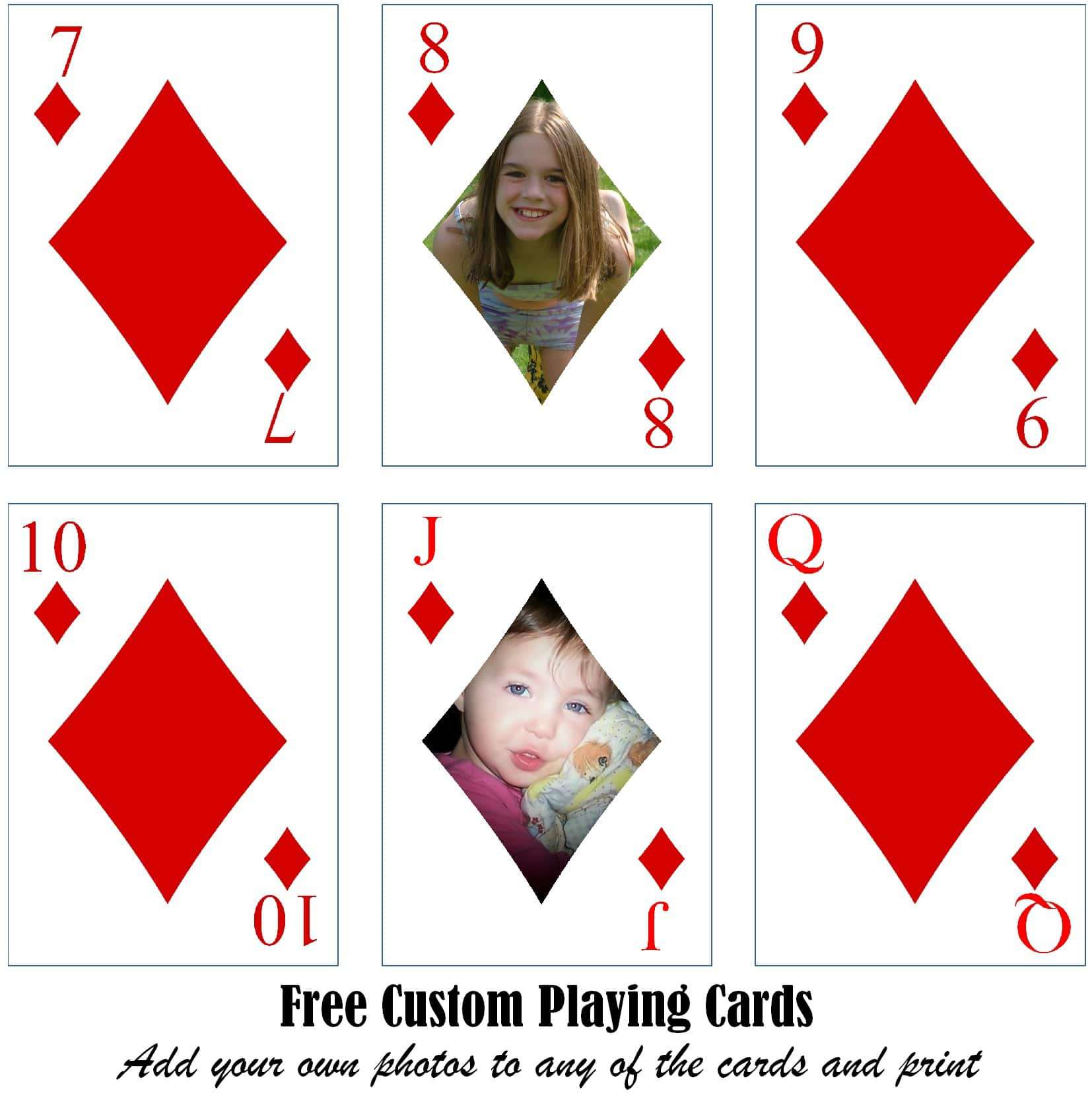 Free Printable Custom Playing Cards  Add Your Photo and/or Text Within Template For Cards To Print Free