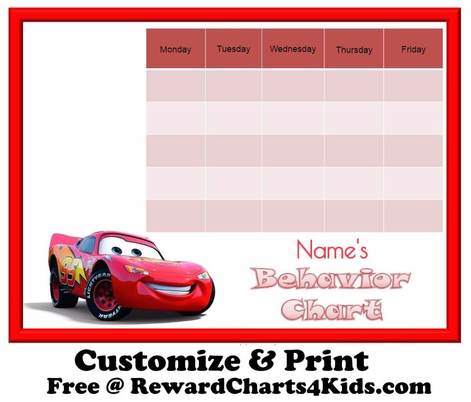 Disney Cars Sticker Chart