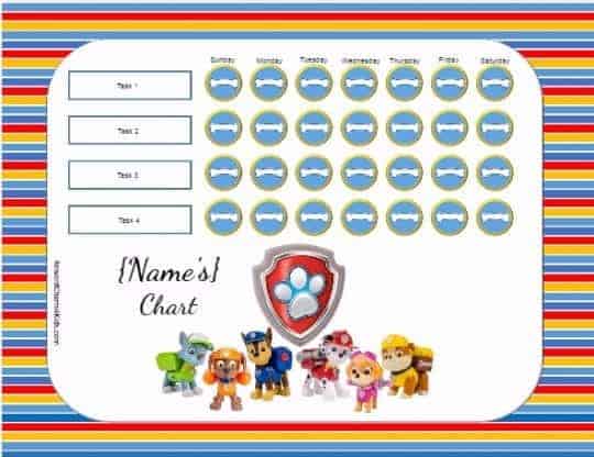 Potty Training Sticker Chart Paw Patrol