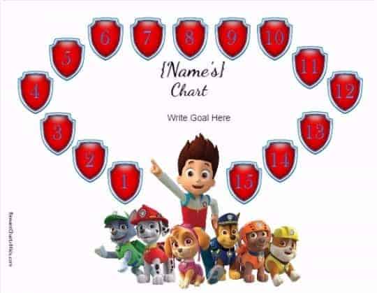 Free Customizable Paw Patrol Charts