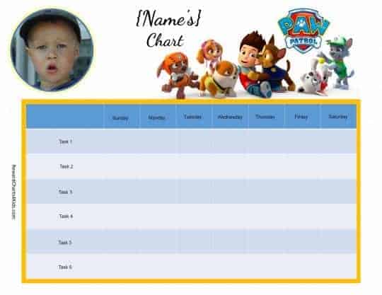 Paw Patrol Potty Chart