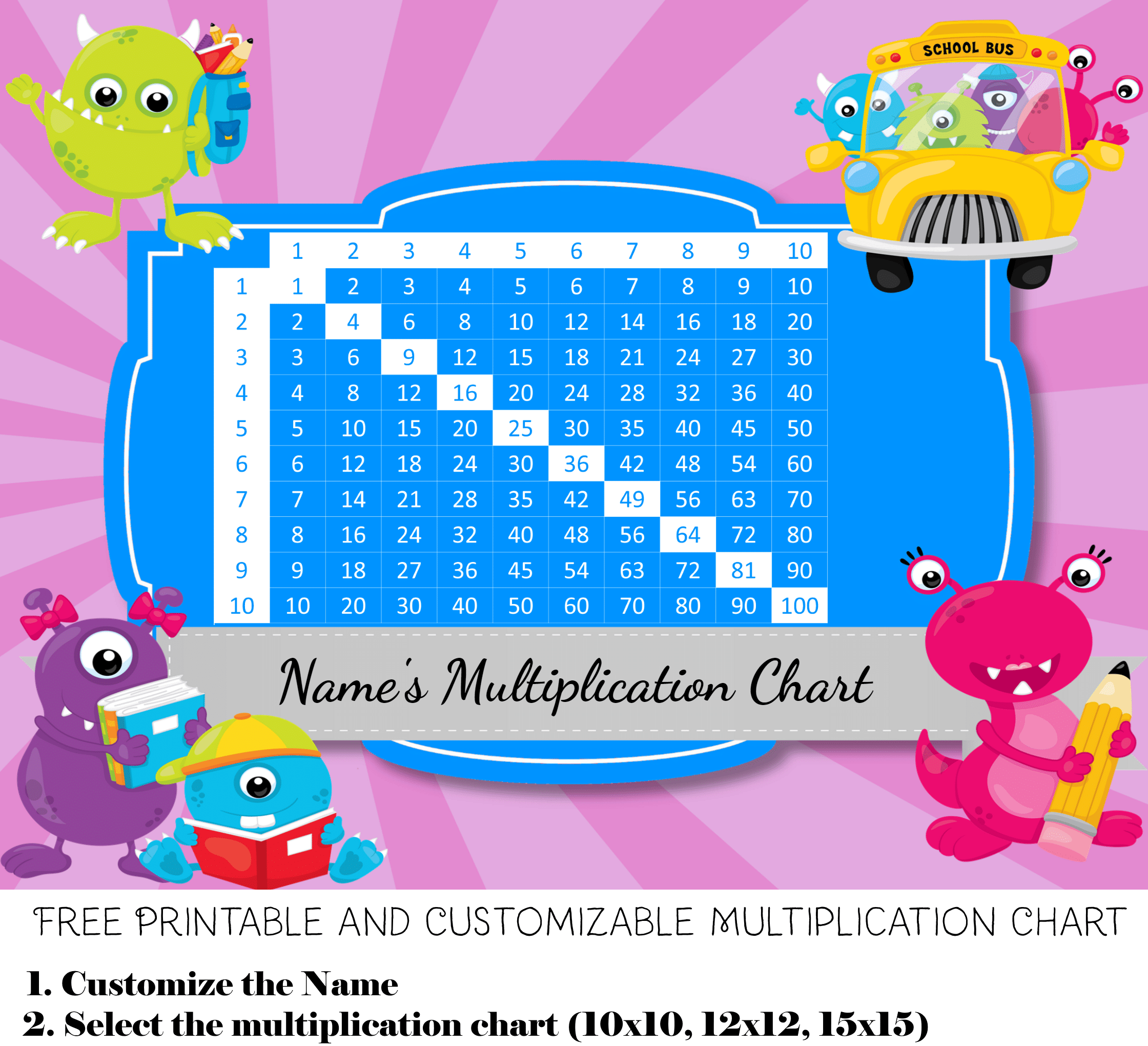 Free Custom Multiplication Chart Printable Customize Then Print