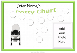 green border with 10 steps and a title "potty chart"