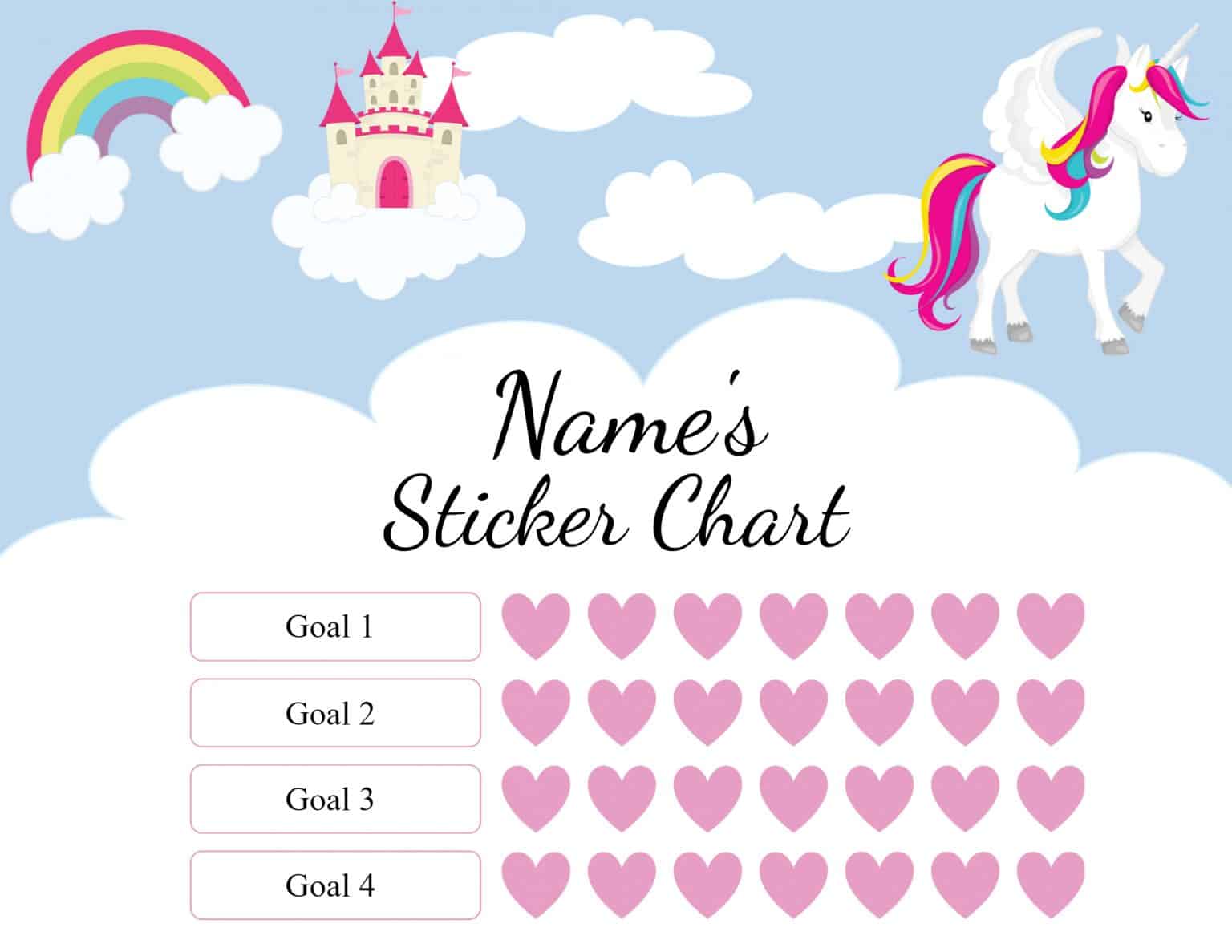 personalized reward charts for girls