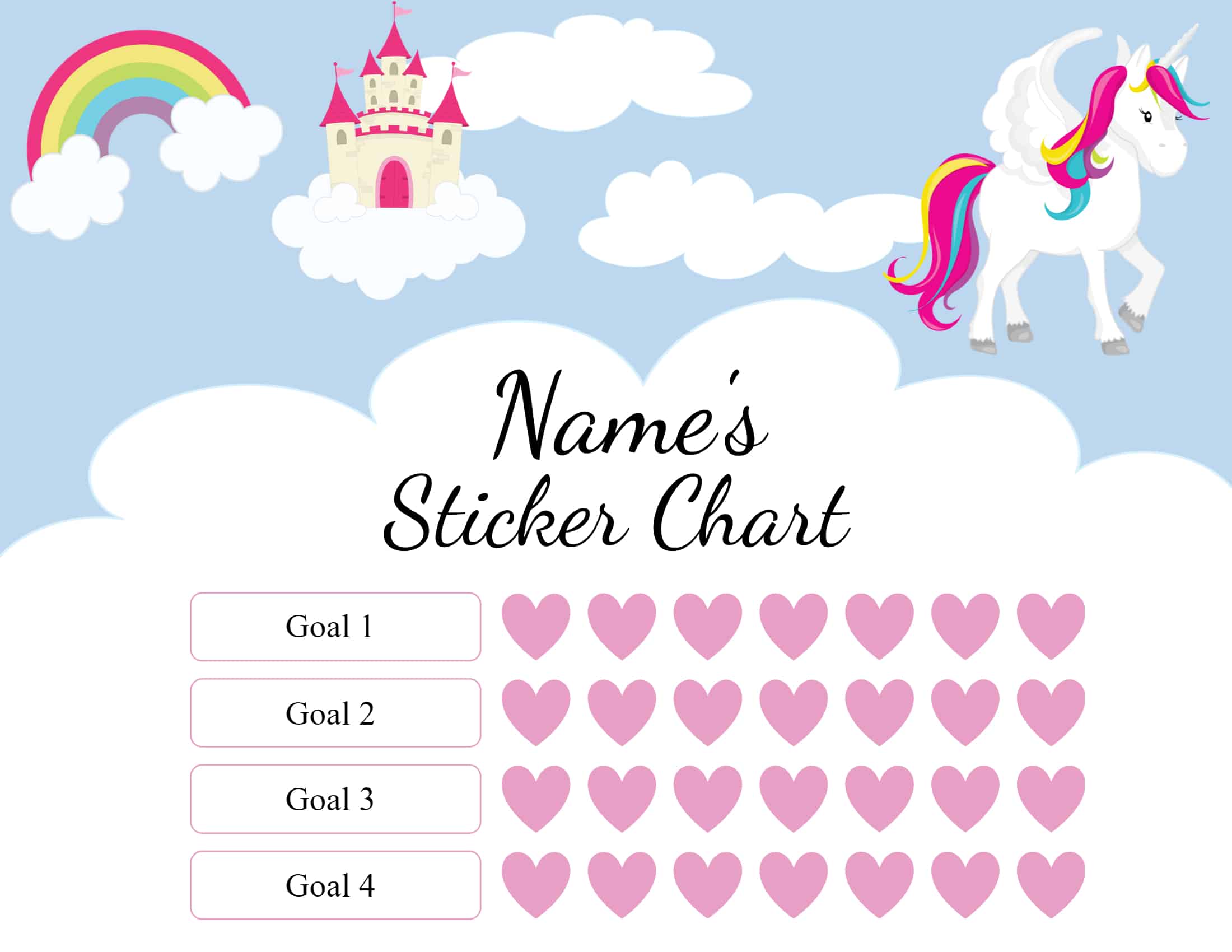 personalized reward charts for girls
