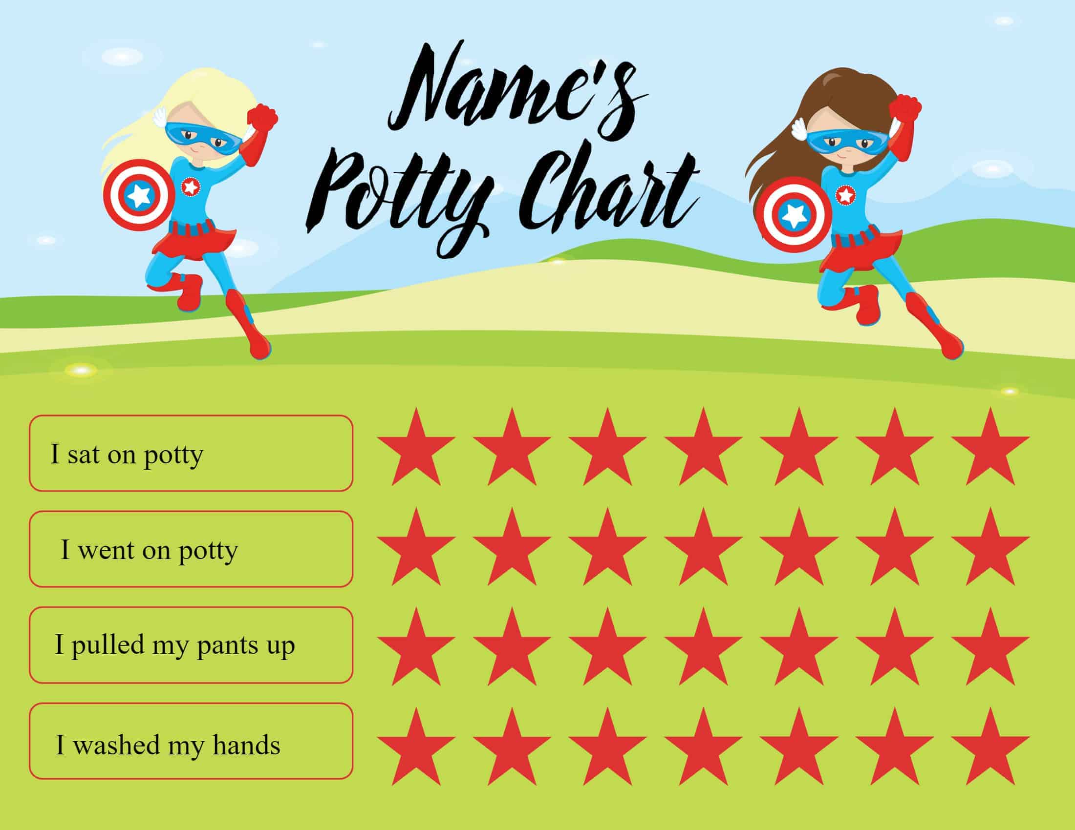 Superhero Potty Chart