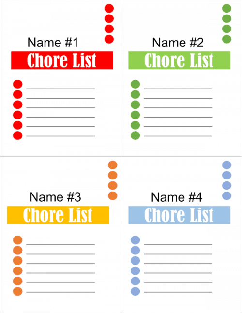 Chore chart for multiple kids