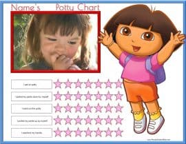 A star chart with a picture of Dora and space to upload your own photo