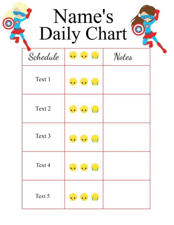 Daily Behavior Chart Printable