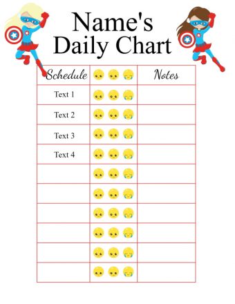 Daily behavior chart