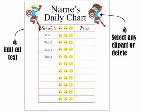 Daily behavior chart