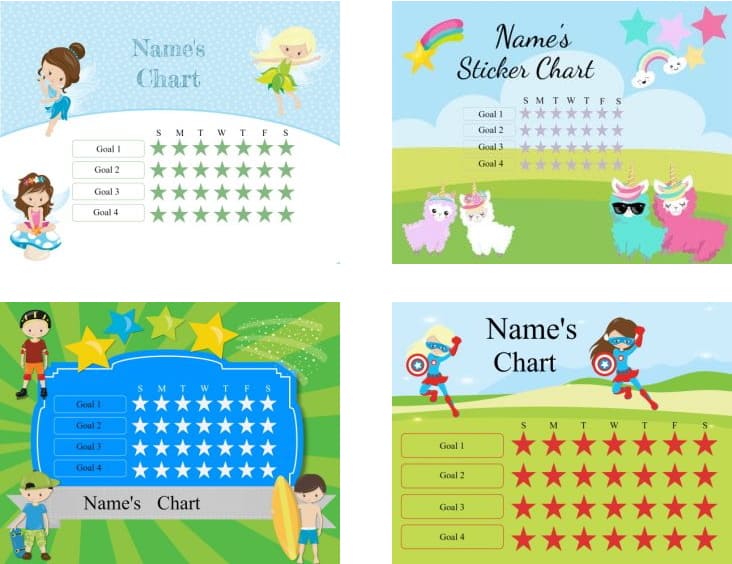 weekly behavior charts