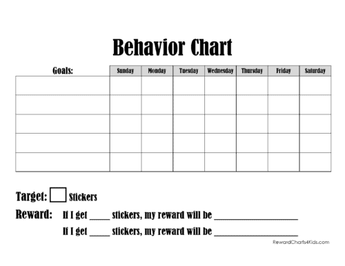 Behavior chart with reward system
