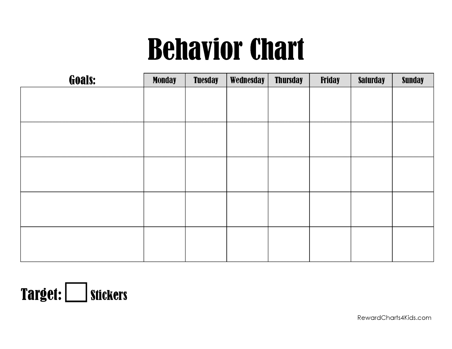 Printable Behavior Charts For