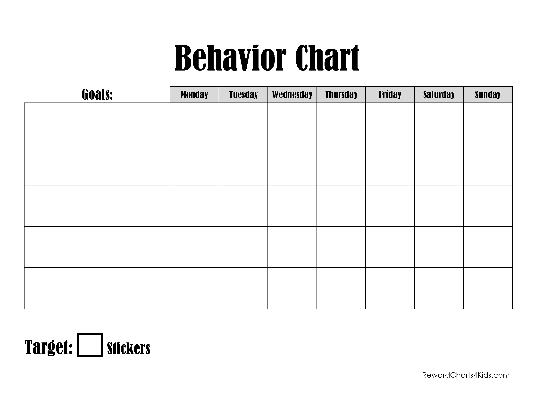 Free Printable Behavior Charts  Customize online  Hundreds of Charts In Blank Reward Chart Template
