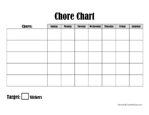 chore chart free printable blank Chore chart template