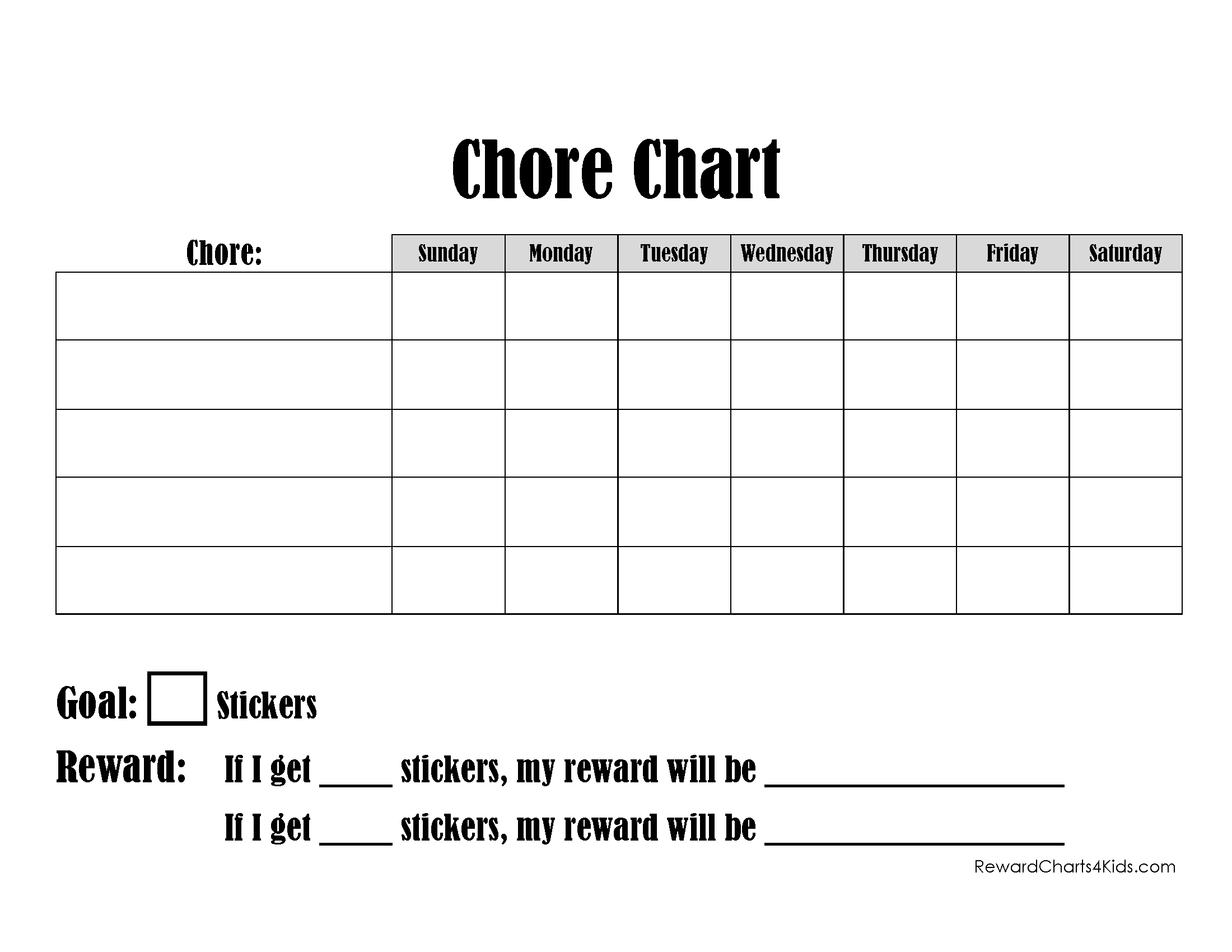 Child Chore List Template from www.rewardcharts4kids.com