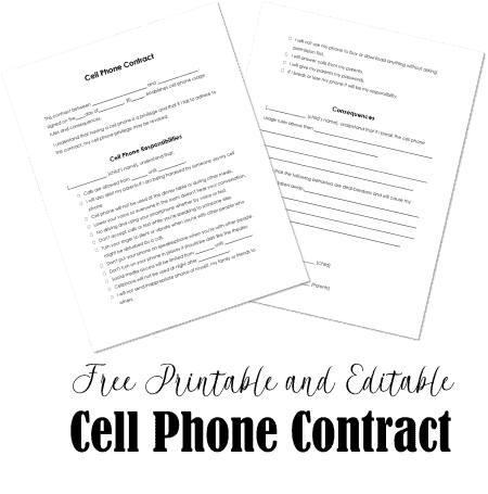 Cell Phone Contract for Kids