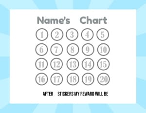 Sticker chart with a reward for getting stickers