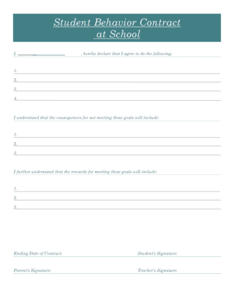 Student Behavior Contract at School