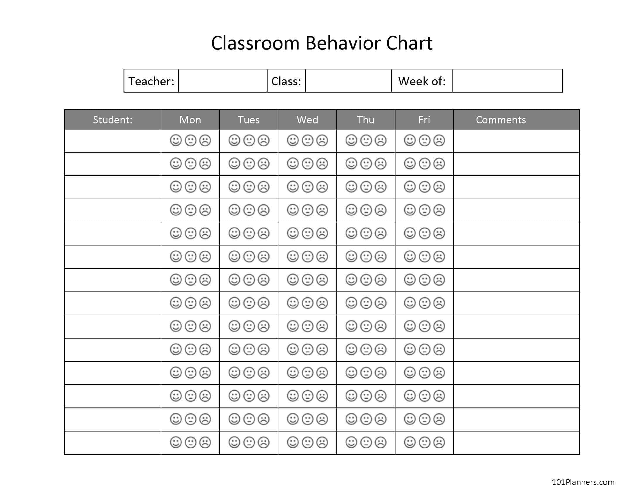 Classroom Behavior Chart Printable