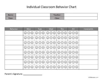 Class Behavior Chart with parents signature