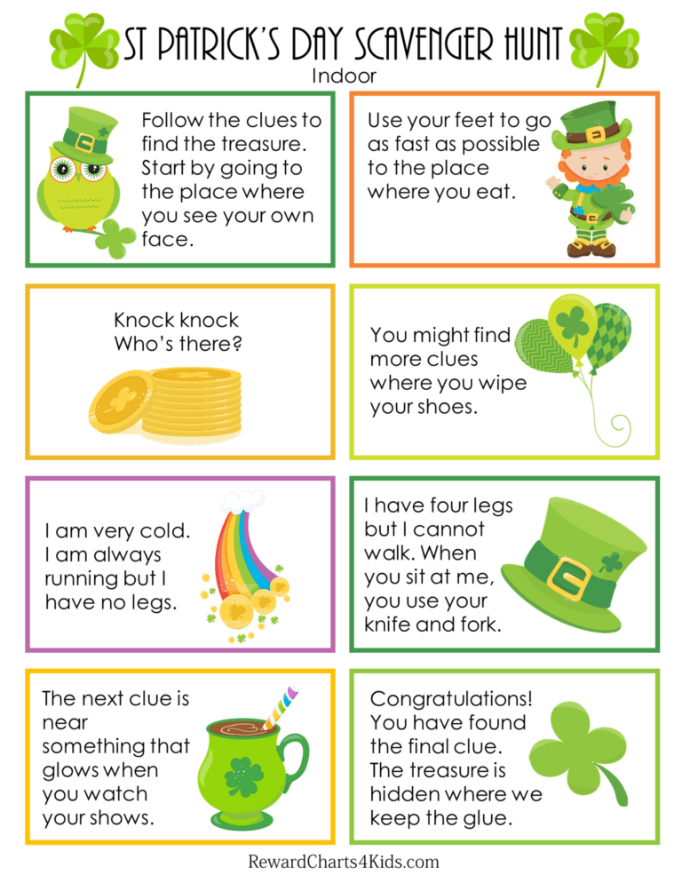 st patricks day scavenger hunt printable