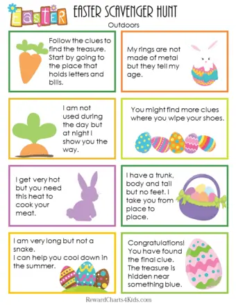 easter scavanger hunt clues