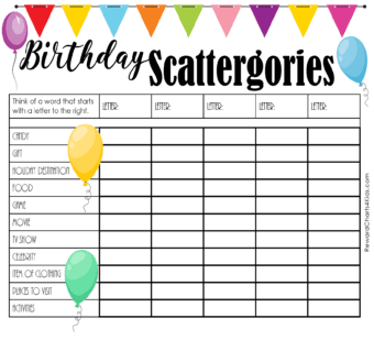 FREE Printable Scattergories Lists | Instant Download
